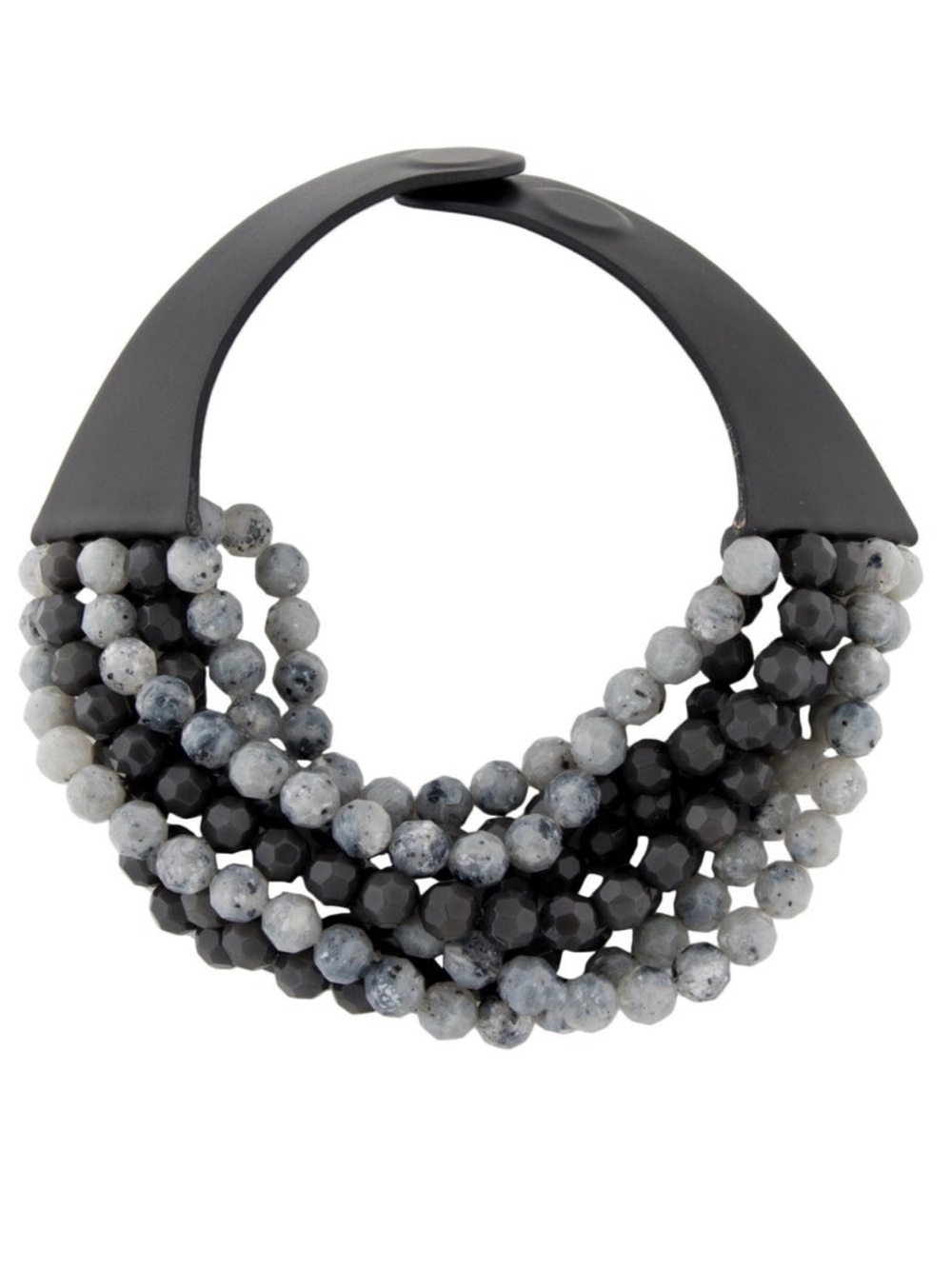 Fairchild Baldwin Gray and Black Beaded Statement Necklace